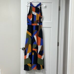 Tahari ASL Sleeveless Mock Neck Halter Dress